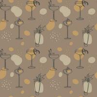 naadloos patroon van zomer cocktails. bar en restaurant concept minimalistisch, vector illustratie.