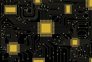 modern digitaal stroomkring bord illustratie met CPU chips en gegevens verbindingen vector