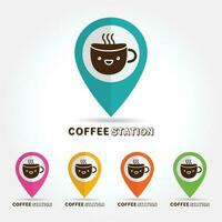 koffie schattig kop logo, koffie station concept vector