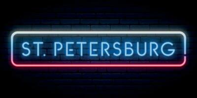 st. petersburg neon teken. helder licht uithangbord. vector