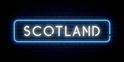 Schotland neon teken. helder licht uithangbord. vector