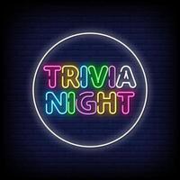 trivia nacht neonreclames stijl tekst vector