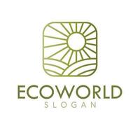 eco wereld vector logo ontwerp. landschap logo. biologisch logo sjabloon.