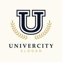 Universiteit vector logo ontwerp. brief u embleem. campus logo sjabloon