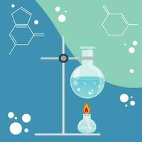 chemie experiment van een fles reageren over- een Open vlam vector wetenschap grafisch