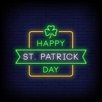 gelukkig st. Patrick dag neonreclames stijl tekst vector