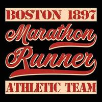 Boston 1897 marathon loper atletisch team t-shirt ontwerp vector