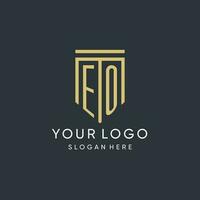eo monogram met modern en luxe schild vorm ontwerp stijl vector