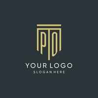 po monogram met modern en luxe schild vorm ontwerp stijl vector