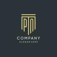 pn monogram met modern en luxe schild vorm ontwerp stijl vector