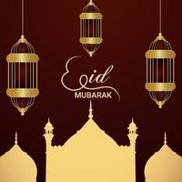 eid Mubarak islamitisch festival plat ontwerpconcept met creatieve lantaarn vector