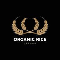 tarwe rijst- logo, agrarisch biologisch fabriek vector, gouden brood materiaal luxe ontwerp, retro wijnoogst thema ontwerp vector