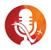 op reis podcast vector logo ontwerp sjabloon. reizen toerisme vakantie podcast logo concept.