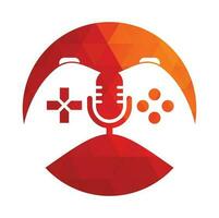 gamepad en podcast logo ontwerp sjabloon. vector