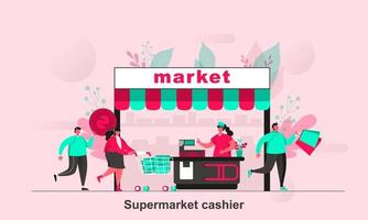 supermarkt kassier web conceptontwerp in vlakke stijl vectorillustratie vector