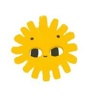 gemakkelijk zonnig illustratie met gezicht. schattig zon ontwerp sticker. baby kunst, geïsoleerd clip art vector