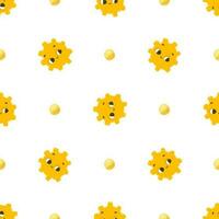gemakkelijk naadloos patroon met grappig geel zonnen met gezicht. schattig kinderachtig kunst met zon Aan wit achtergrond. baby ontwerp en afdrukken, kleding stof ontwerp, muur kunst, omhulsel papper vector
