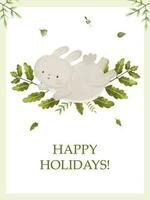 nieuw jaar en Kerstmis kaarten, schattig kinderachtig hand- geschilderd illustratie vector