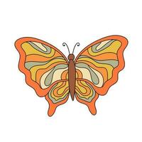vlinder geïsoleerd Aan wit achtergrond. hippie stijl groovy gevoel jaren 70 Jaren 60 stijl. vector