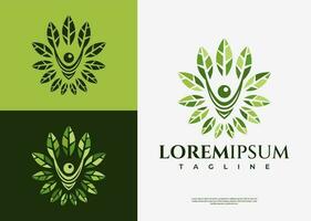 luxe abstract menselijk blad logo ontwerp sjabloon. elegantie natuur mensen logo. vector