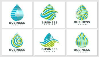 luxe lijn abstract water laten vallen logo ontwerp set. modern olie water logo branding. vector