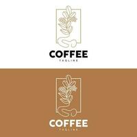 koffie logo, koffie boom ontwerp, cafe drinken vector, icoon merk illustratie symbool vector