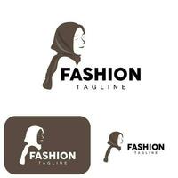 hijab logo, Islamitisch Dames mode gemakkelijk ontwerp, moslim kleding vector, icoon, symbool, illustratie vector