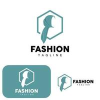 hijab logo, Islamitisch Dames mode gemakkelijk ontwerp, moslim kleding vector, icoon, symbool, illustratie vector