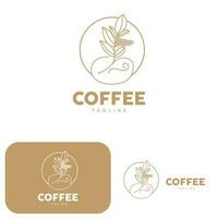 koffie logo, koffie boom ontwerp, cafe drinken vector, icoon merk illustratie symbool vector