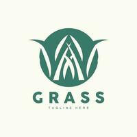 groen gras logo ontwerp, boerderij landschap illustratie, natuurlijk landschap vector