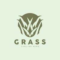 groen gras logo ontwerp, boerderij landschap illustratie, natuurlijk landschap vector