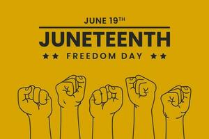 juneteenth vrijheid dag achtergrond ontwerp. emancipatie dag. arm breken kettingen. kettingen breken met duiven. bevrijding dag. banier, poster, groet kaart. vector illustratie.