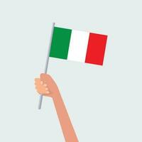 vector illustratie handen Holding Italië vlaggen Aan wit achtergrond