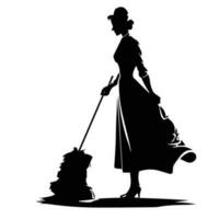 vrouw schoonmaak silhouet vector