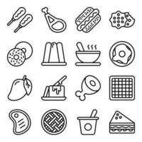 gebakken items plat vector