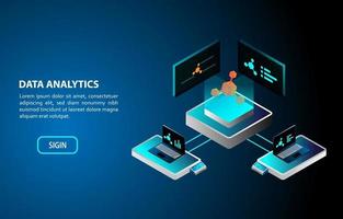 data analytics concept isometrisch ontwerp vector