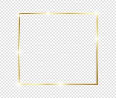 gouden luxe vintage realistische gouden glanzende gloeiende frame met schaduwen geïsoleerd op transparante achtergrond vector