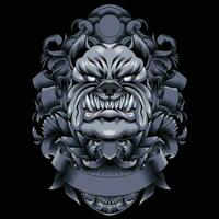 bulldog hoofd vector illustratie met ornament achtergrond