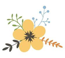 bloem met bladeren, bloemen boeket. vector bloemen. voorjaar kunst. gelukkig Pasen, vrouw dag element. volk stijl. posters voor de voorjaar vakantie geïsoleerd Aan wit achtergrond.