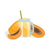 glas van mango fruit sap geïsoleerd Aan wit achtergrond. vector illustratie