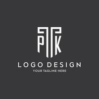 pk monogram eerste naam met schild vorm icoon ontwerp vector