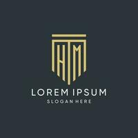 hm monogram met modern en luxe schild vorm ontwerp stijl vector