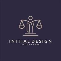 qy initialen gecombineerd met de balans van gerechtigheid icoon, ontwerp inspiratie voor wet bedrijven in een modern en luxueus stijl vector