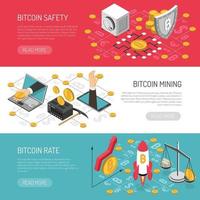 bitcoin tarief veiligheid isometrische banners vector illustratie