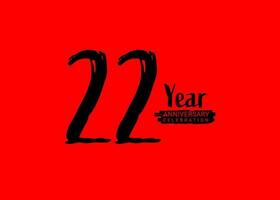 22 jaren verjaardag viering logo Aan rood achtergrond, 22 aantal logo ontwerp, 22e verjaardag logo, logotype verjaardag, vector verjaardag voor viering, poster, uitnodiging kaart