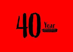 40 jaren verjaardag viering logo Aan rood achtergrond, 40 aantal logo ontwerp, 40e verjaardag logo, logotype verjaardag, vector verjaardag voor viering, poster, uitnodiging kaart