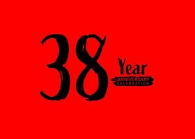 38 jaren verjaardag viering logo Aan rood achtergrond, 38 aantal logo ontwerp, 38e verjaardag logo, logotype verjaardag, vector verjaardag voor viering, poster, uitnodiging kaart
