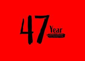 47 jaren verjaardag viering logo Aan rood achtergrond, 47 aantal logo ontwerp, 47e verjaardag logo, logotype verjaardag, vector verjaardag voor viering, poster, uitnodiging kaart