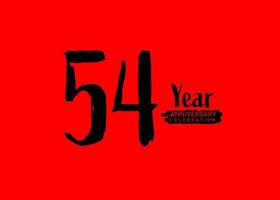 54 jaren verjaardag viering logo Aan rood achtergrond, 54 aantal logo ontwerp, 54ste verjaardag logo, logotype verjaardag, vector verjaardag voor viering, poster, uitnodiging kaart