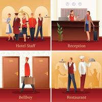 hotel mensen platte composities vector illustratie